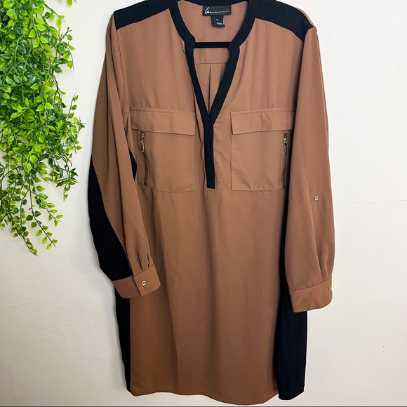 Lane Bryant Dresses & Skirts - Lane Bryant Brown Black T-shirt Mini Dress Size 24